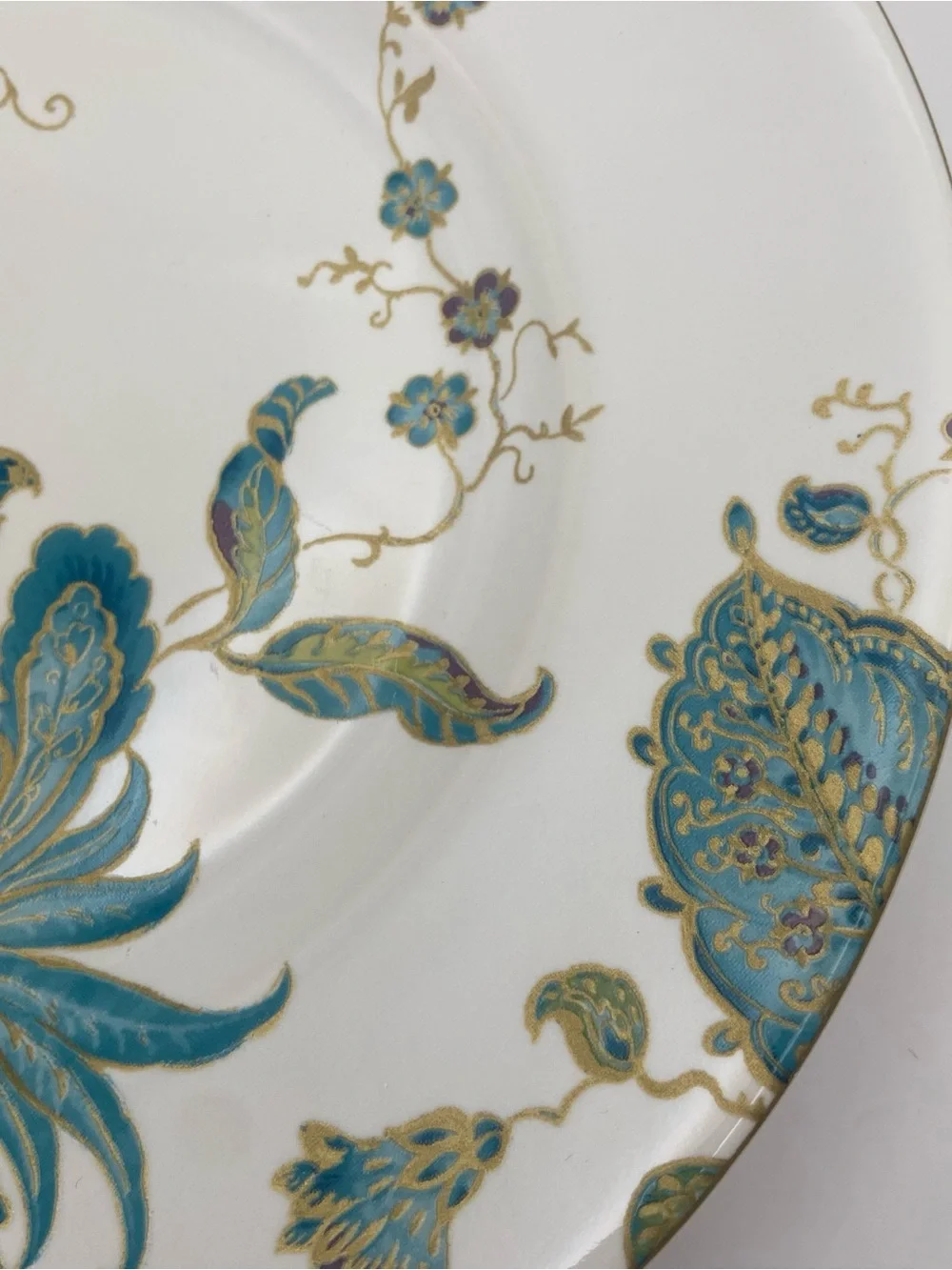 Eliza Teal Salad Plate 8.75” Peacock Floral Porcelain NWOT Boho Teal